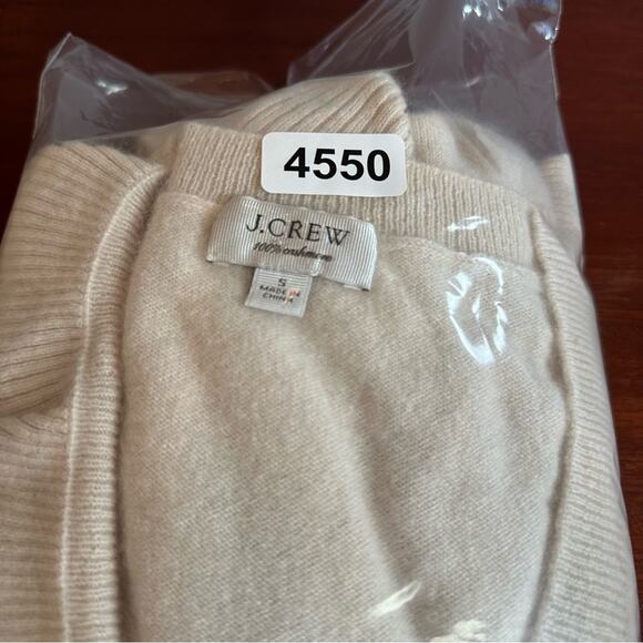 J Crew 100% Cashmere Knit Sweater Ivory Ruffle V Neck Long Sleeve Small * flaw - Picture 15 of 15